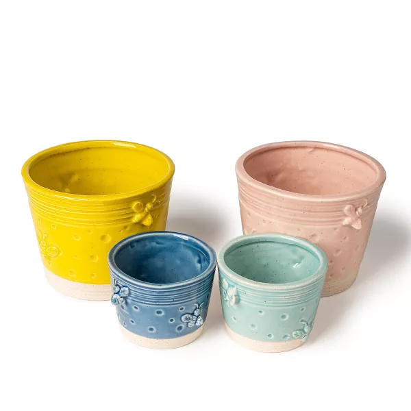 Borcan de lumânări din ceramică cu ceară de albine