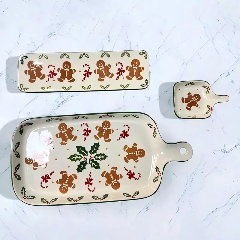 Tavă de copt din ceramică pentru Crăciun Gingerbread Man Tavă de copt din ceramică pentru Crăciun Gingerbread Man