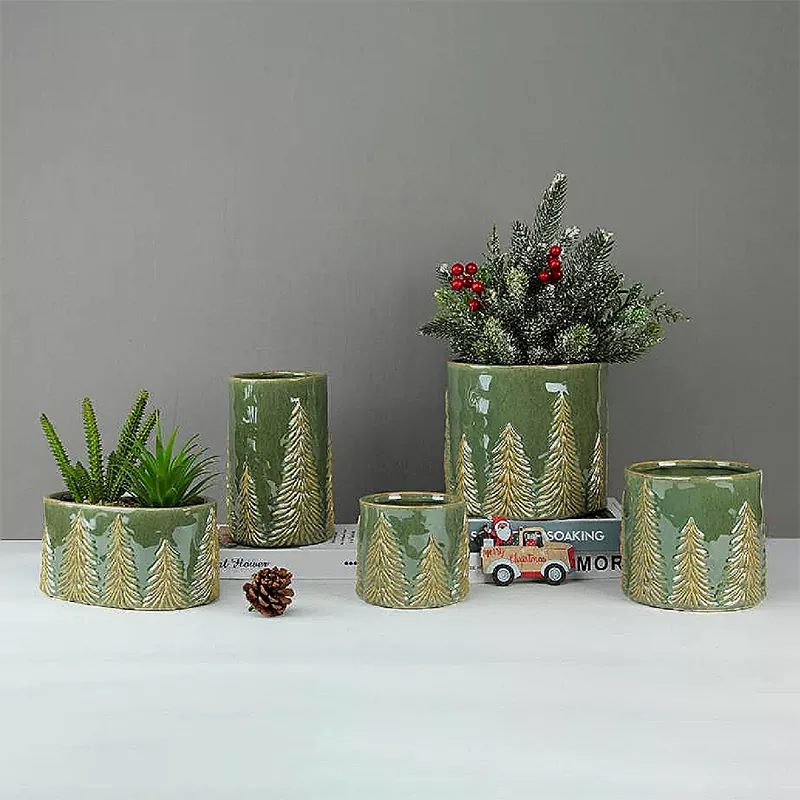 Vasă de pin de Crăciun în relief Vasă de pin de Crăciun în relief