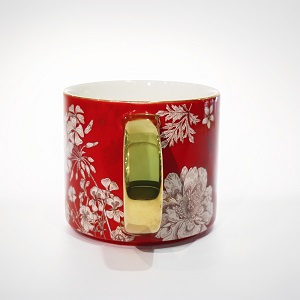 Luxury Floral Coffee Mug With Golden Handle