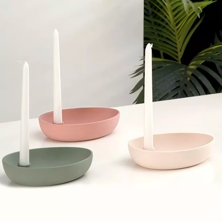 Suport de lumânare oval modern din ceramică
